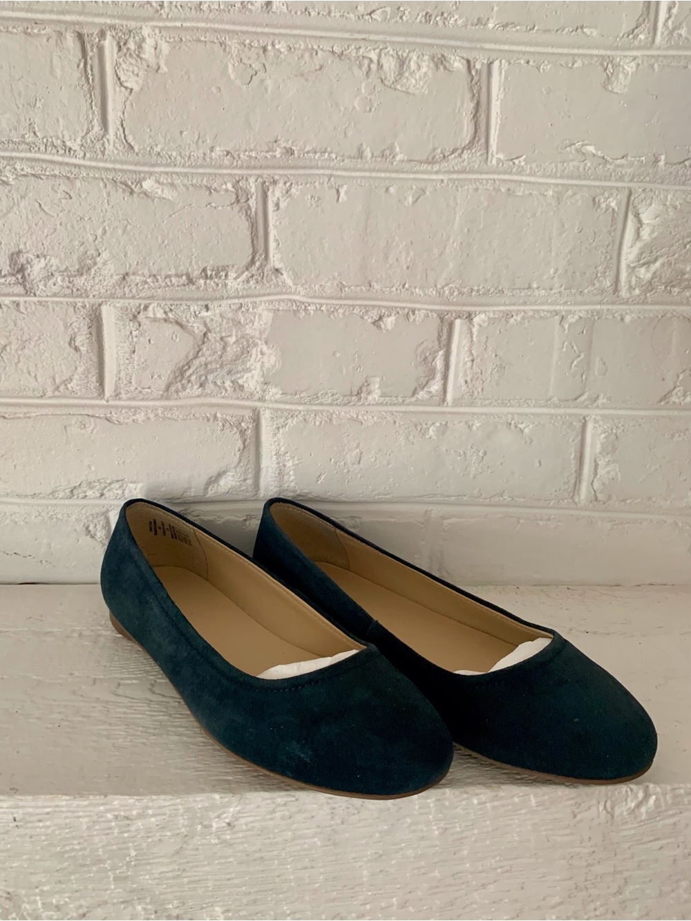 Lands' End Navy Blue Faux Suede Ballet Flats Round Toe Women’s Wide US9D